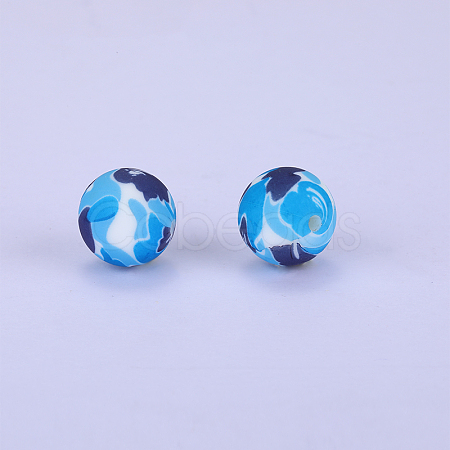 Printed Round Silicone Focal Beads SI-JX0056A-12-1