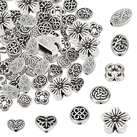 80Pcs 8 Styles Alloy Beads & Charms TIBEB-SC0001-08AS-1