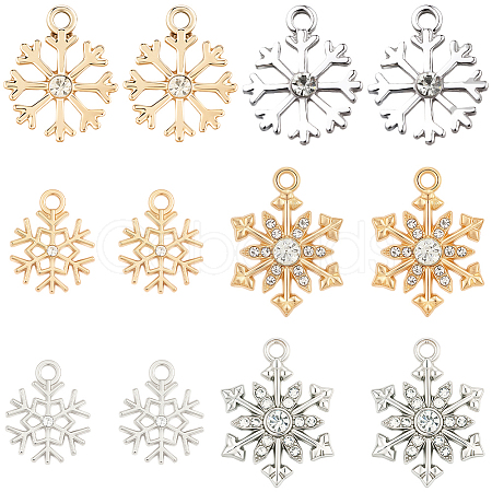 36Pcs 3 Styles Alloy Rhinestone Pendants FIND-SC0020-03-1