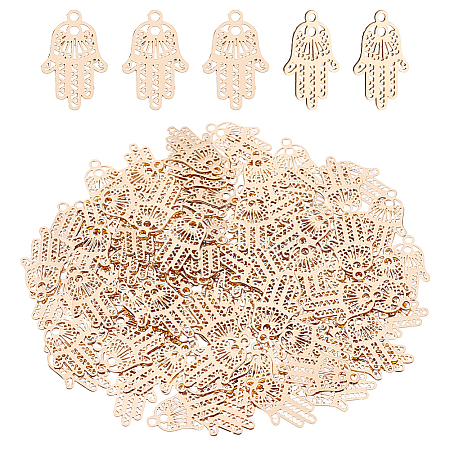 100Pcs Long-Lasting Plated Brass Filigree Charms KK-HY0004-22-1