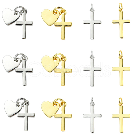 8Pcs 4 Styles Rack Plating Brass Pendants KK-YW0004-10-1
