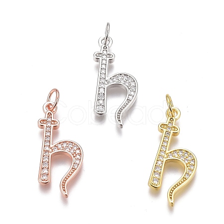 Brass Micro Pave Clear Cubic Zirconia Pendants ZIRC-O035-04-1