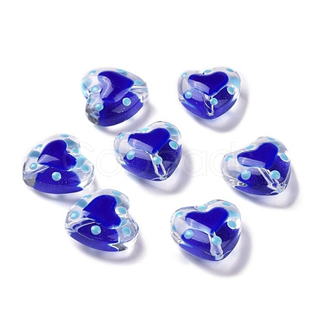 Glass Heart Beads GLAA-D005-01G-1