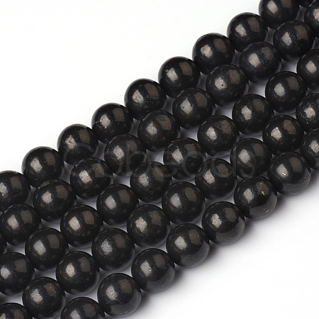Natural Shungite Beads Strands G-I271-C03-6mm-1