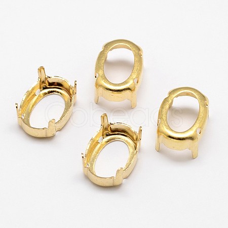 Oval Brass Sew on Prong Settings KK-N0084-A09-6x8G-1