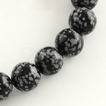 Natural Gemstone Snowflake Obsidian Round Bead Strands G-R264-10mm-1