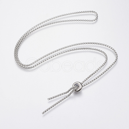 Tarnish Resistant 304 Stainless Steel Box Chain Necklace Making MAK-K011-01P-1