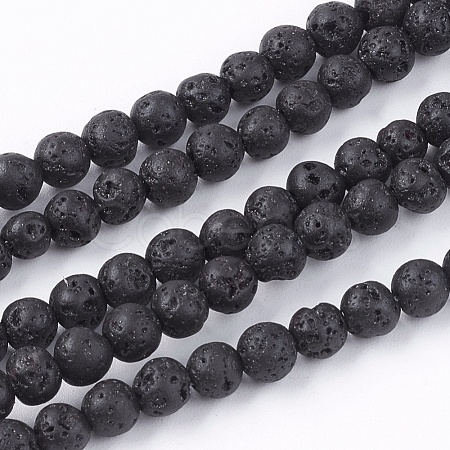 Natural Lava Rock Stone Bead Strands X-G-R193-18-4mm-1