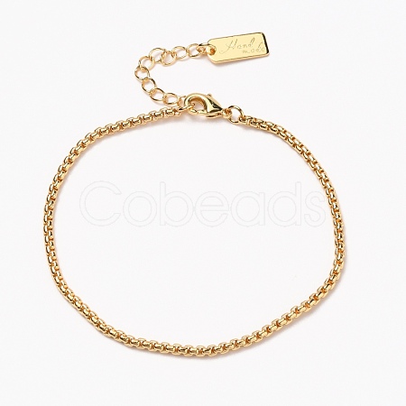 Brass Box Chain Bracelets BJEW-H537-04G-1