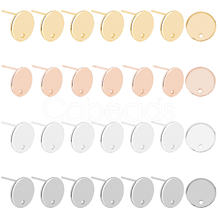 24Pcs 4 Colors 201 Stainless Steel Stud Earring Findings STAS-FH0001-78-1