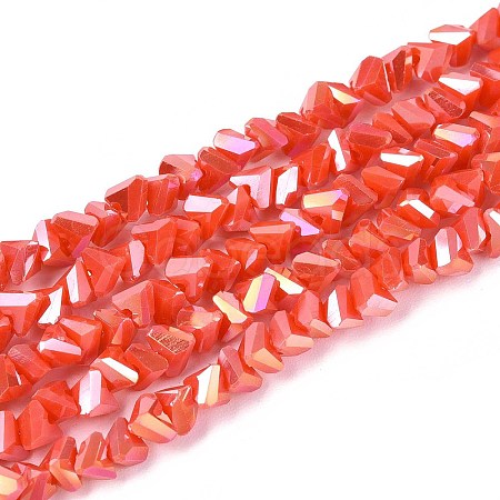 Electroplate Opaque Glass Beads Strands GLAA-N022-4mm-14-1