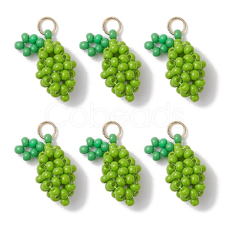 Glass Seed Beaded Lemon Pendants PALLOY-MZ00853-02-1
