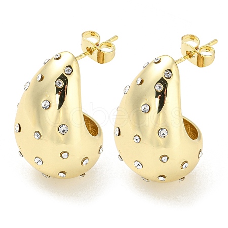 Real 18K Gold Plated Brass Micro Pave Cubic Zirconia Stud Earrings EJEW-I300-12B-1