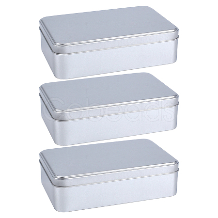 Rectangle Tinplate Metal Storage Boxes with Lid CON-WH0112-040-1