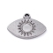 Non-Tarnish 304 Stainless Steel Pendant Cabochons Settings, Eye, Stainless Steel Color, Tray: 1.5mm, 14x20x2mm, Hole: 1.8mm