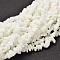 Chip Opaque Glass Beads Strands, White, 5~14x5~10mm, Hole: 1mm, about 33.85 inch