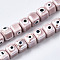 Handmade Porcelain Ceramic Beads Strands, Bright Glazed Porcelain, Cube with Evil Eye, Rosy Brown, 9.5x8.5x8.5mm, Hole: 1.5mm, about 40pcs/strand, 12.99 inch(33cm)