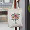 DIY Flower Bouquet Pattern Tote Bag Embroidery Kit, including Embroidery Needles & Thread, Cotton Fabric, Plastic Embroidery Hoop, White, 390x340mm