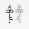 Key Tibetan Style Pendant Rhinestone Settings, Lead Free & Cadmium Free & Nickel Free, Antique Silver, 26x11x2.5mm, Hole: 1mm, Fit for 2.5mm rhinestone