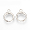 Brass Huggie Hoop Earring Findings, with Loop, Platinum, 15x11.5x2mm, Hole: 2mm, Pin: 1mm