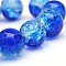 Baking Painted Crackle Glass Beads Strands, Round, Blue, 6mm, Hole: 1.3~1.6mm, about 133pcs/strand, 31.4 inch