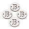 Unfinished Natural Poplar Wood Links Connectors, Laser Cut, Flat Round with Word, Letter.B, 29.5x2.5mm, Hole: 2.5mm