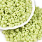 Opaque Baking Paint Glass Seed Beads, Round Hole, Cylinder, Yellow Green, 4x5.5mm, Hole: 1.8mm, about 2500pcs/pound