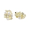 Brass with Resin Imitation Pearl Stud Earrings, with Micro Pave Cubic Zirconia, Flower, Golden, 31x25mm