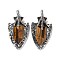 Natural Tiger Eye Faceted Big Pendants, Dragon Claw with Arrowhead Charms, with Antique Silver Plated Alloy Findings, 55x27.5x10.5mm, Hole: 6mm