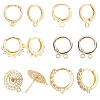 12Pcs 2 Style Brass Huggie Hoop Earring with 2Pcs Ring Stud Earring Findings KK-PH0002-84-1