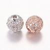 Brass Cubic Zirconia Beads ZIRC-F001-02-2
