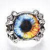 Adjustable Alloy Glass Finger Rings RJEW-T006-02A-2