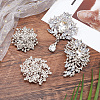 4Pcs 4 Style Rhinestone Flower Brooch Pins JEWB-AN0001-04-7