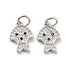 Dog Brass Micro Pave Clear Cubic Zirconia Charms KK-G425-14P-1
