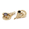 Brass Clear Cubic Zirconia Glass Pendants ZIRC-C024-21G-3