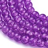Blue Violet Crackle Glass Round Beads Strands for DIY Jewelry X-CCG-Q001-8mm-12-3