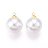 Brass & ABS Plastic Imitation Pearl Pendants KK-N261-14mm-121G-1