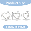 6Pcs 6 Styles Brass Micro Pave Clear Cubic Zirconia Screw Carabiner Lock Charms ZIRC-DC0001-40-2
