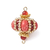 Dyed Synthetic Imperial Jasper & Handmade Glass Seed Beaded Rhombus Connector Charms PALLOY-MZ00960-07-1