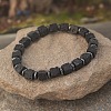 Cube Natural Lava Rock & Synthetic Non-magnetic Hematite Beads Stretch Bracelets for Women Men PF6426-17-1