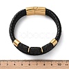 Natural Lava Rock Bead Leather Cord Multi-strand Bracelets BJEW-A009-05G-5