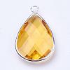 Silver Color Plated Brass Glass Teardrop Pendants GLAA-M006-A-20S-2
