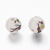 Floral Printed Porcelain Beads X-PORC-Q199-12mm-17-2