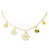Flower & Bees & Honeycomb Alloy & Glass Pendant Necklaces X1-NJEW-TA00165-1