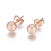 Ion Plating(IP) 304 Stainless Steel Stud Earrings EJEW-L215-58D-RG-1