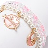 3Pcs 3 Style Shell Pearl & Glass Seed Beaded Stretch Bracelets Set BJEW-JB08705-02-6
