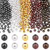 400Pcs 5 Colors Brass Smooth Round Beads KK-PH0010-74-1