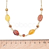 Natural Amber Nuggets Beaded Necklaces with 304 Stainless Steel Satellite Chain Necklaces NJEW-JN05978-4