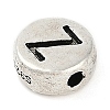 925 Sterling Silver Flat Round with Letter Beads STER-G044-01AS-Z-2