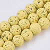 Spray Painted Natural Lava Rock Beads Strands G-N0324-D-09-1